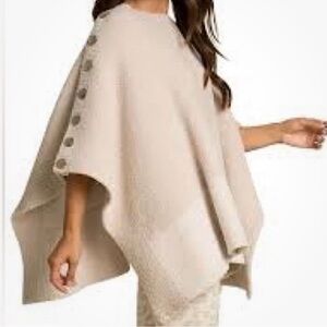 Barefoot Dreams CozyChic Coastline Poncho in Cream Almond OS One Size